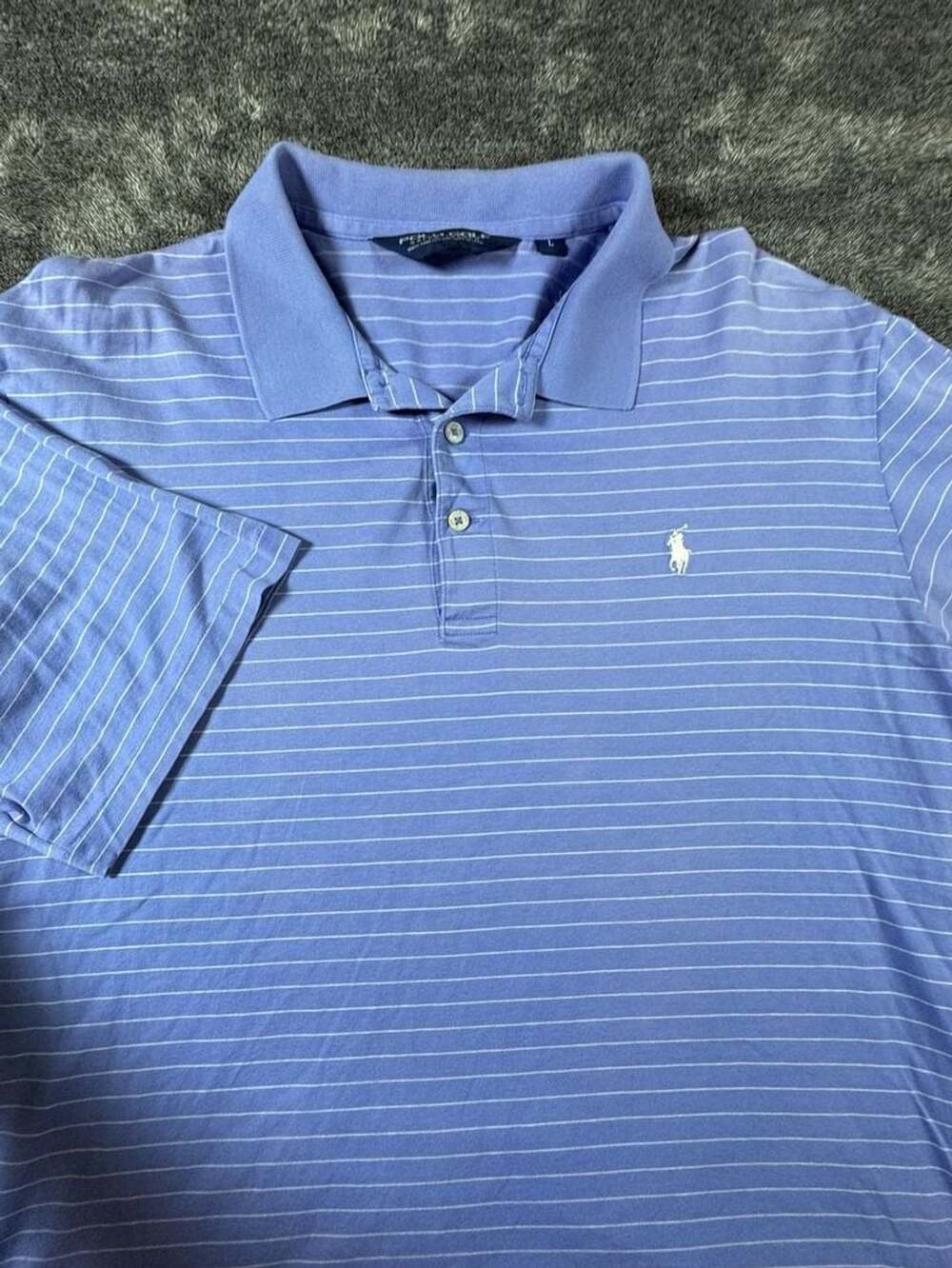 Polo Golf Ralph Lauren Striped Polo Size L Blue Pima Cotton